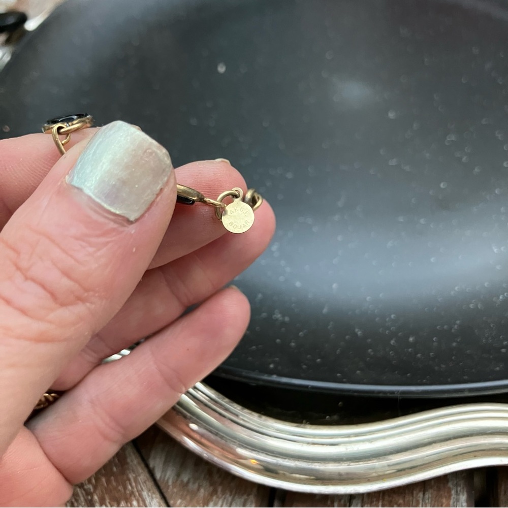 14K Gold Filled Link Black Onyx Bracelet. EUC. - Picture 2 of 6